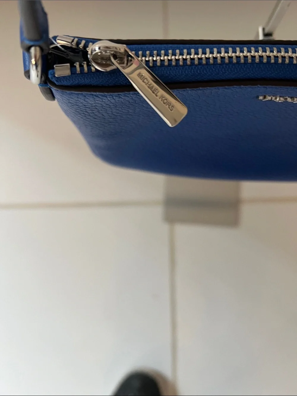 Michael Michael Kors NWT Jet Set Travel Galaxy Blue Leather Pouch Wristlet